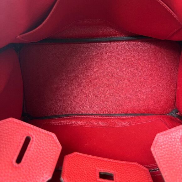 100% Authentic Hermes Birkin 30 Geranium in Togo with SHW Stamp P - Picture 16 of 16